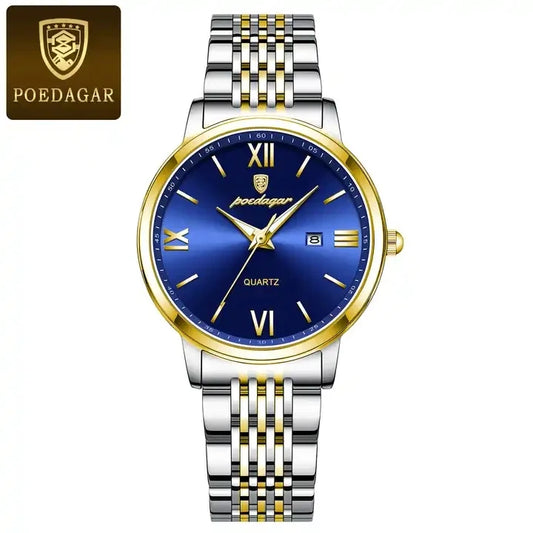 POEDAGAR 716 Clock Girls Stainless Steel Bracelet Ladies Watches Waterproof Quartz Watch for Women Luxury Date Wrist Watch Lady