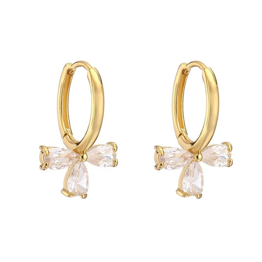 RAKOL EP5399 Lady Bulk Wholesale Tiny Fashion Hoop Zirconia Fancy Jewelry Bowknot Shaped Drop Earings Free Shipping for Women