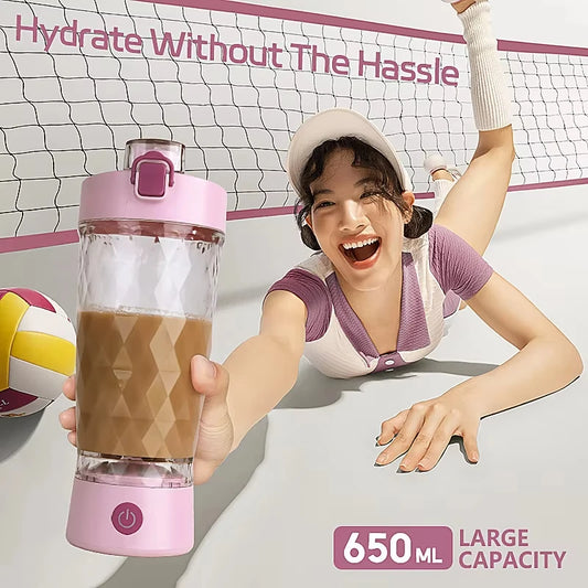 Fonwhy Custom Plastic USB Rechargeable Fitness Sports Protein Powder Whey Mixing Automatic Blender Cups Electric Shaker Bottle