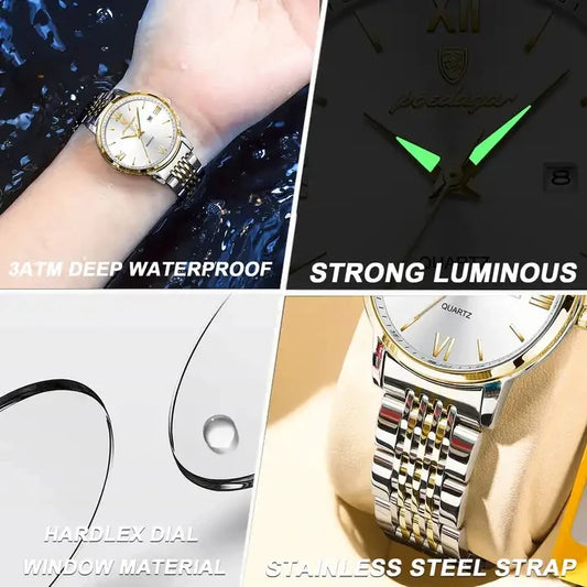 POEDAGAR 716 Clock Girls Stainless Steel Bracelet Ladies Watches Waterproof Quartz Watch for Women Luxury Date Wrist Watch Lady